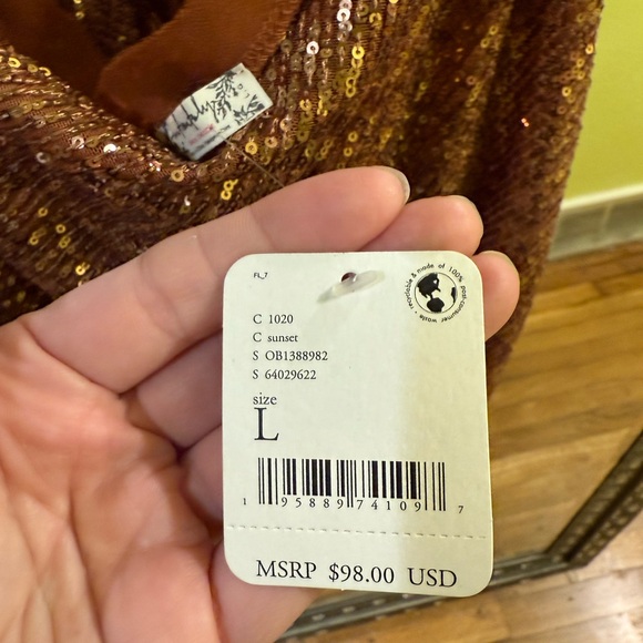 🌻 Free People Shimmer & Shine Copper Sequin Bodysuit - Picture 4 of 5